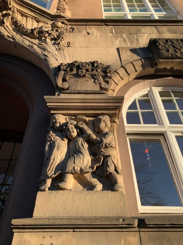 (3) Detail at the entrance to high school incl. the school building